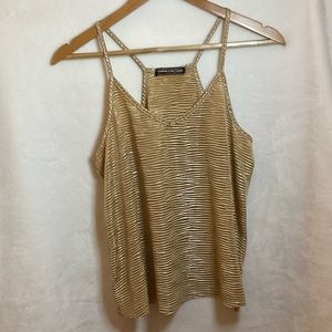Happening in the present striped gold loose tank top in size medium